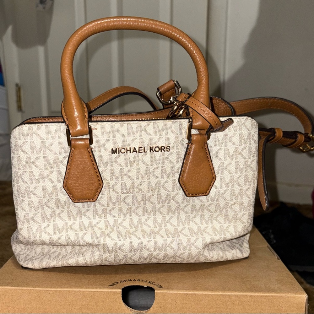 Michael Kors Tan and Cream Mini Bag